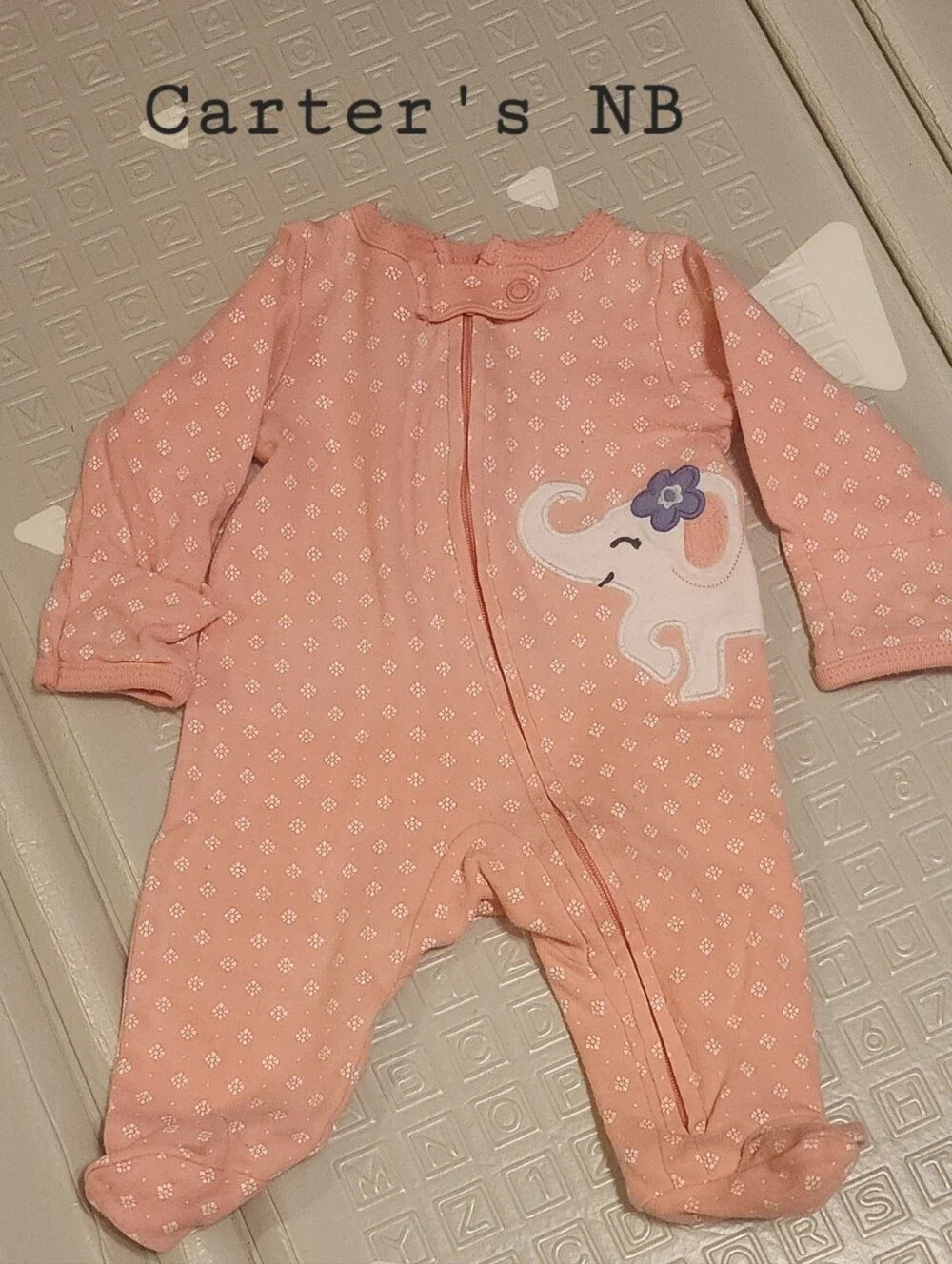 Carter's Peach Pink Elephant Footed One-Piece